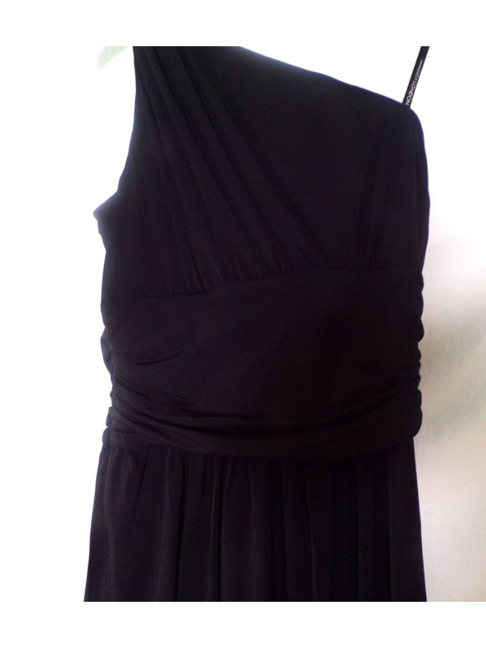 🆕 MAGGY LONDON One Shoulder Stretch Jersey Dress Black 4 - Picture 8 of 8